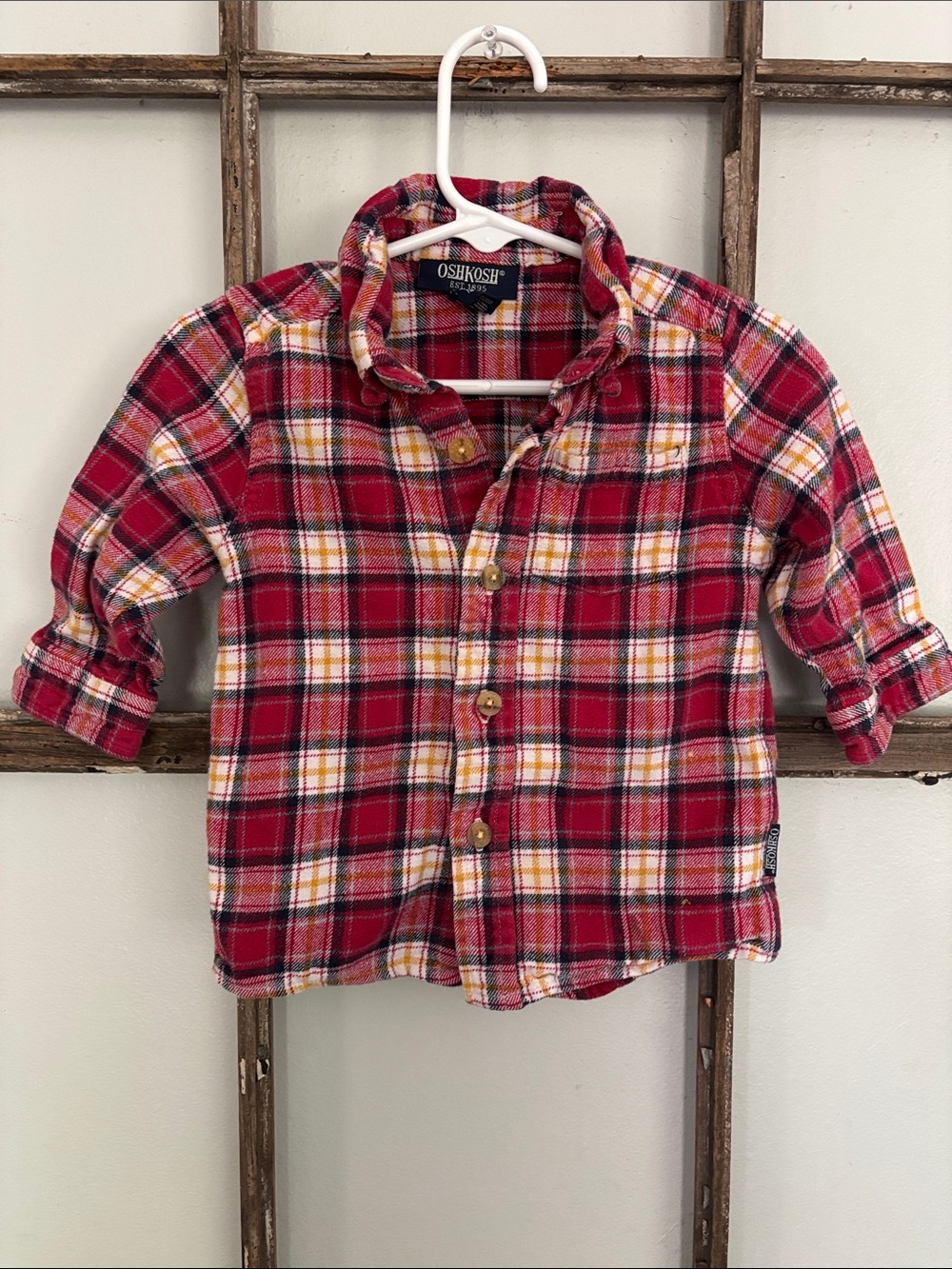 Vintage Oshkosh toddler flannel plaid shirt